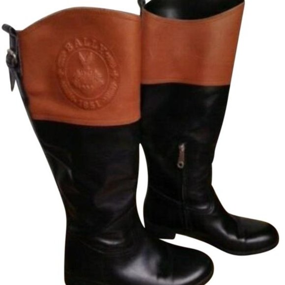 Bally Black Brown Leather Riding Boots